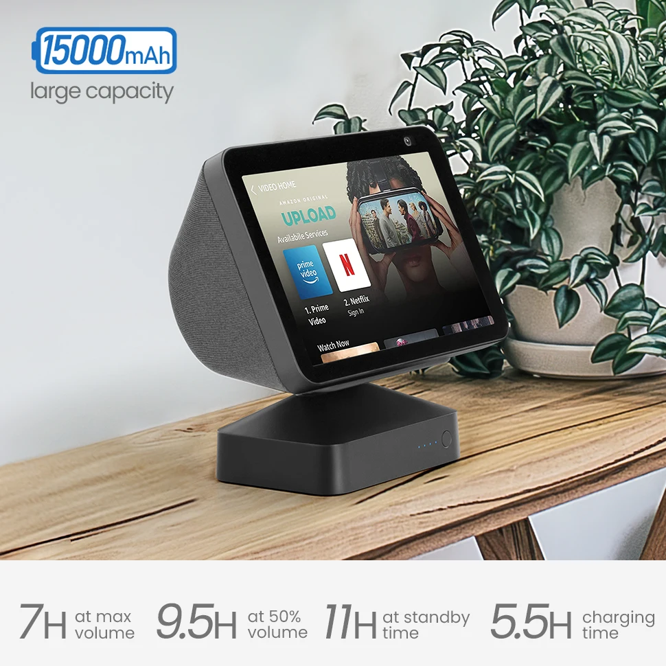 Display 15000mAh Mobile Battery 9.5Hrs Play-time Docking Station Stand