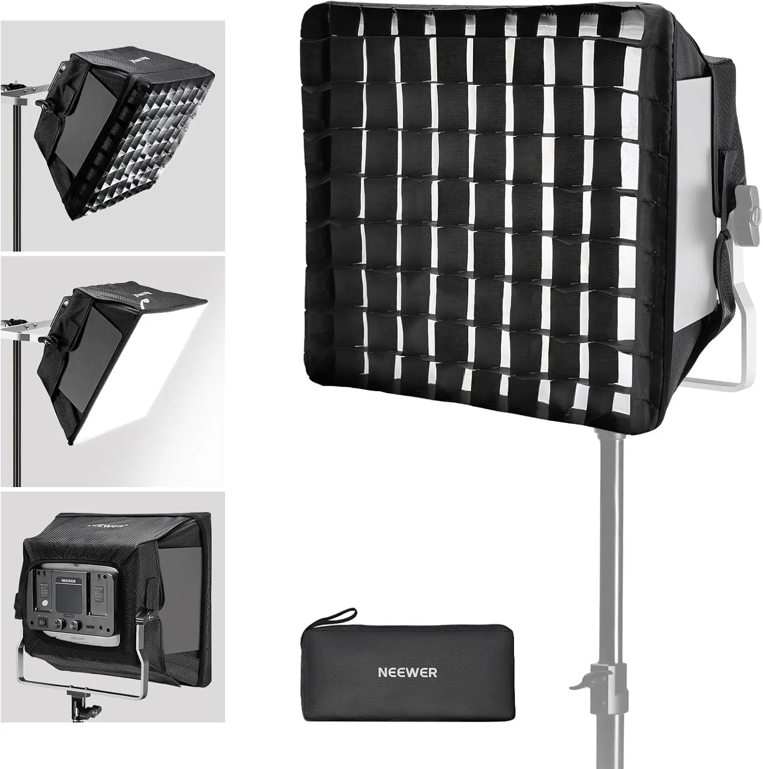 

Upgraded Softbox Diffuser for NL660 RGB660 PRO II LED Light, 12.6'x11.6', Foldable with Grid/Bag/Blackout Hood, Quick Setup