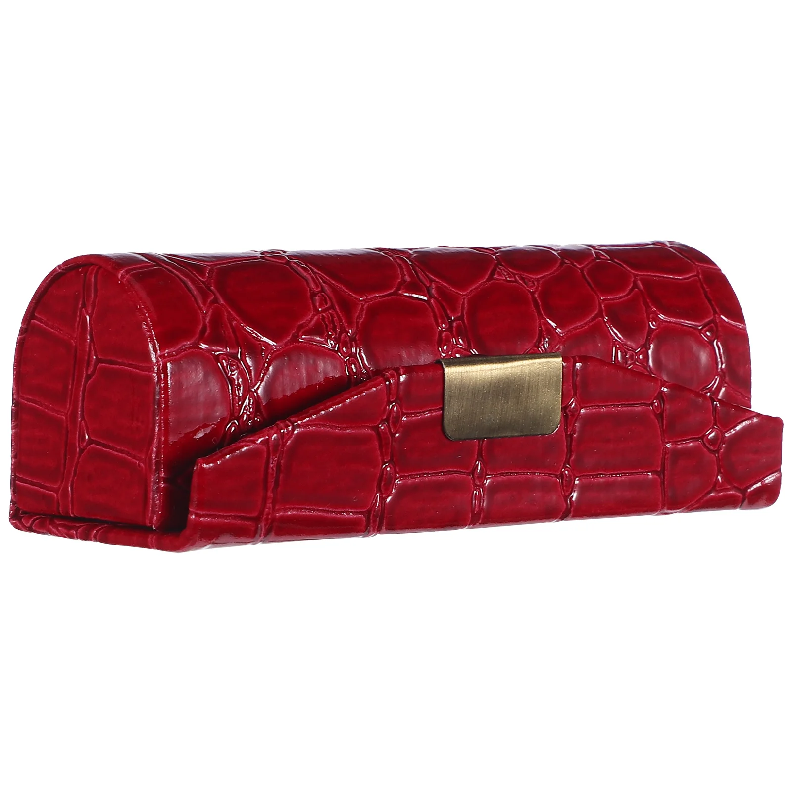 

Single Lipstick Case Holder in Red Color PU Compact Portable with Mirror for Purse Storage Organizer Women