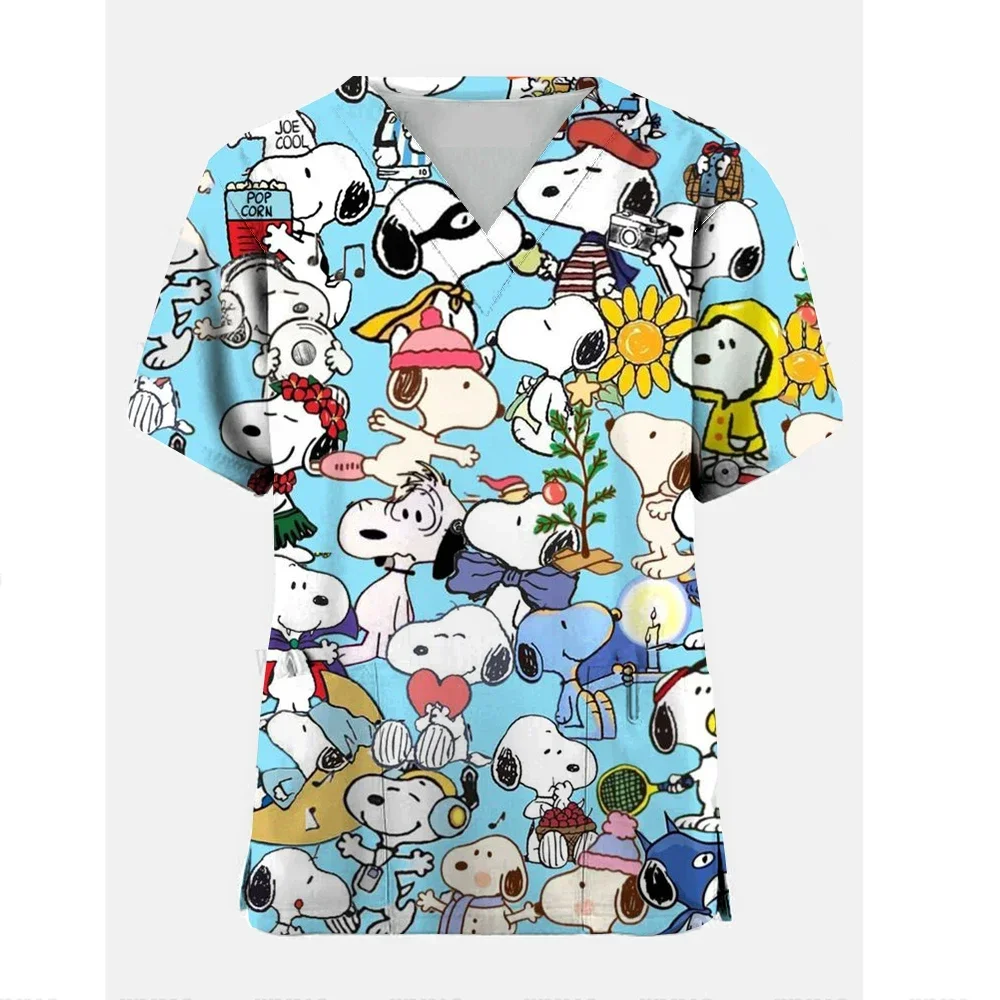 

Nurse uniform, women's short-sleeved Snoopy print work uniform, pocket shirt, jacket, nursing and medical uniform accessories