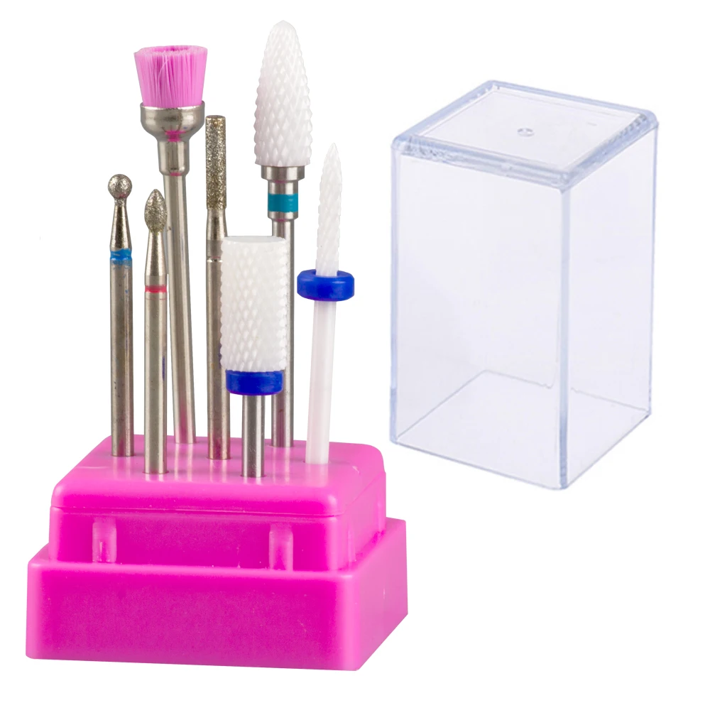 7 pz/lotto punte per trapano per unghie con fresa a scatola per Set di Manicure punte per unghie diamantate in ceramica per macchina per Manicure elettrica