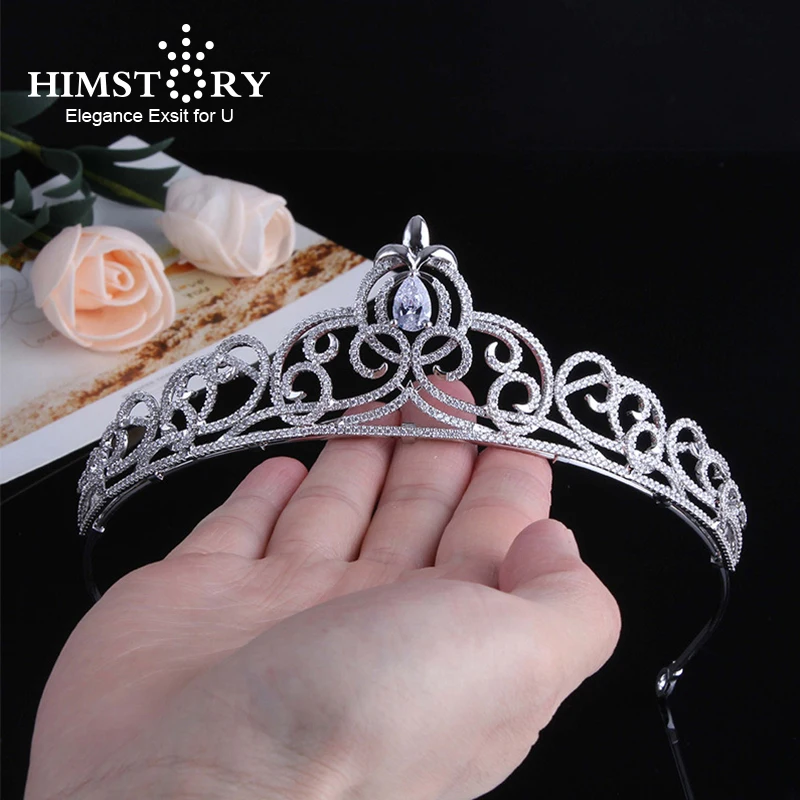 

Himstory Cubic Zirconia Bridal Wedding Hair Tiara Headband Hair Accessories Beauty jewelry Crystal Crown Hair Ornaments