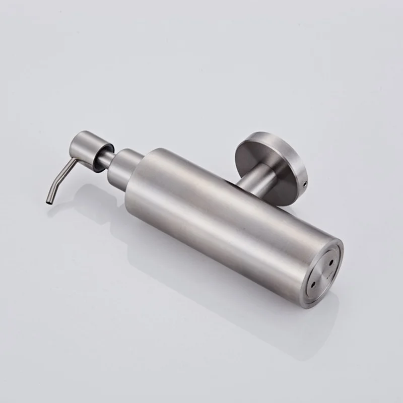 304 Brushed Stainless Steel Bathroom Single Bottle Hand Press Type Liquid Soap Dispensers Volume 200ml Perforated Installation