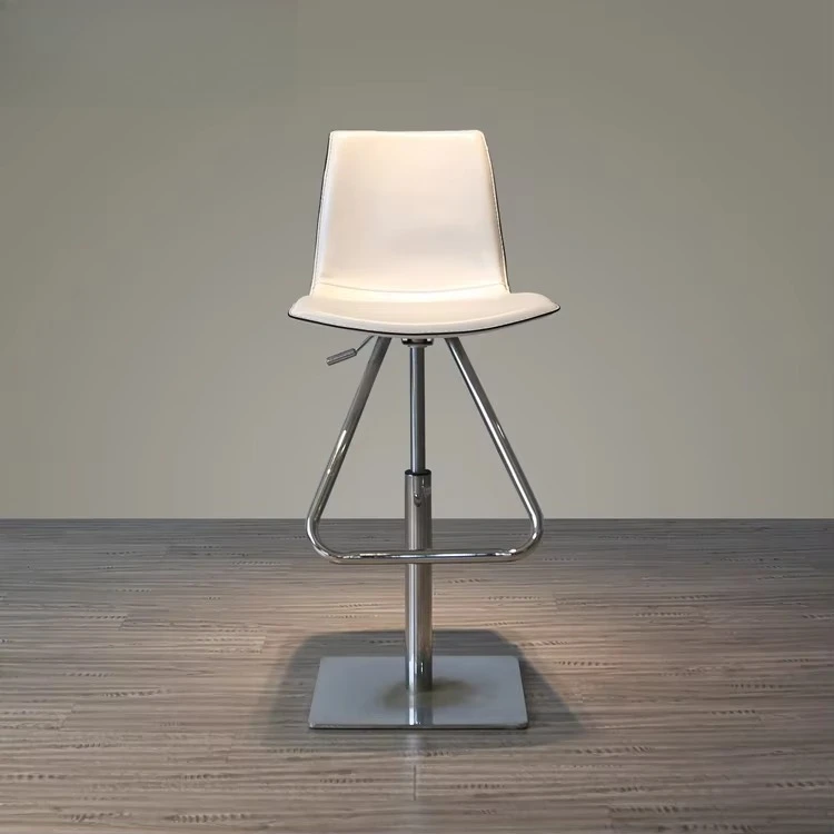 Furniture Stainless steel high armless leather height adjustable bar stool chair with low backrest and footstool