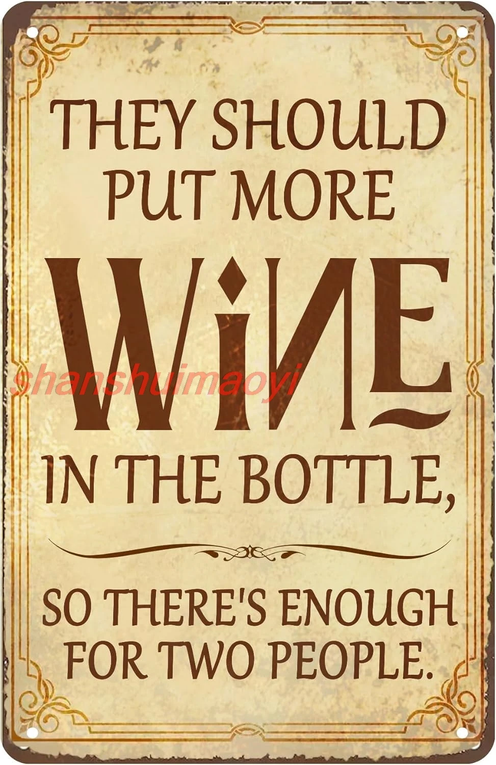 shan Wine In The Bottle Metal Signs Vintage Yard Decor Art Tin Sign Vintage Look Basement 8 X 12 Inches 1pc