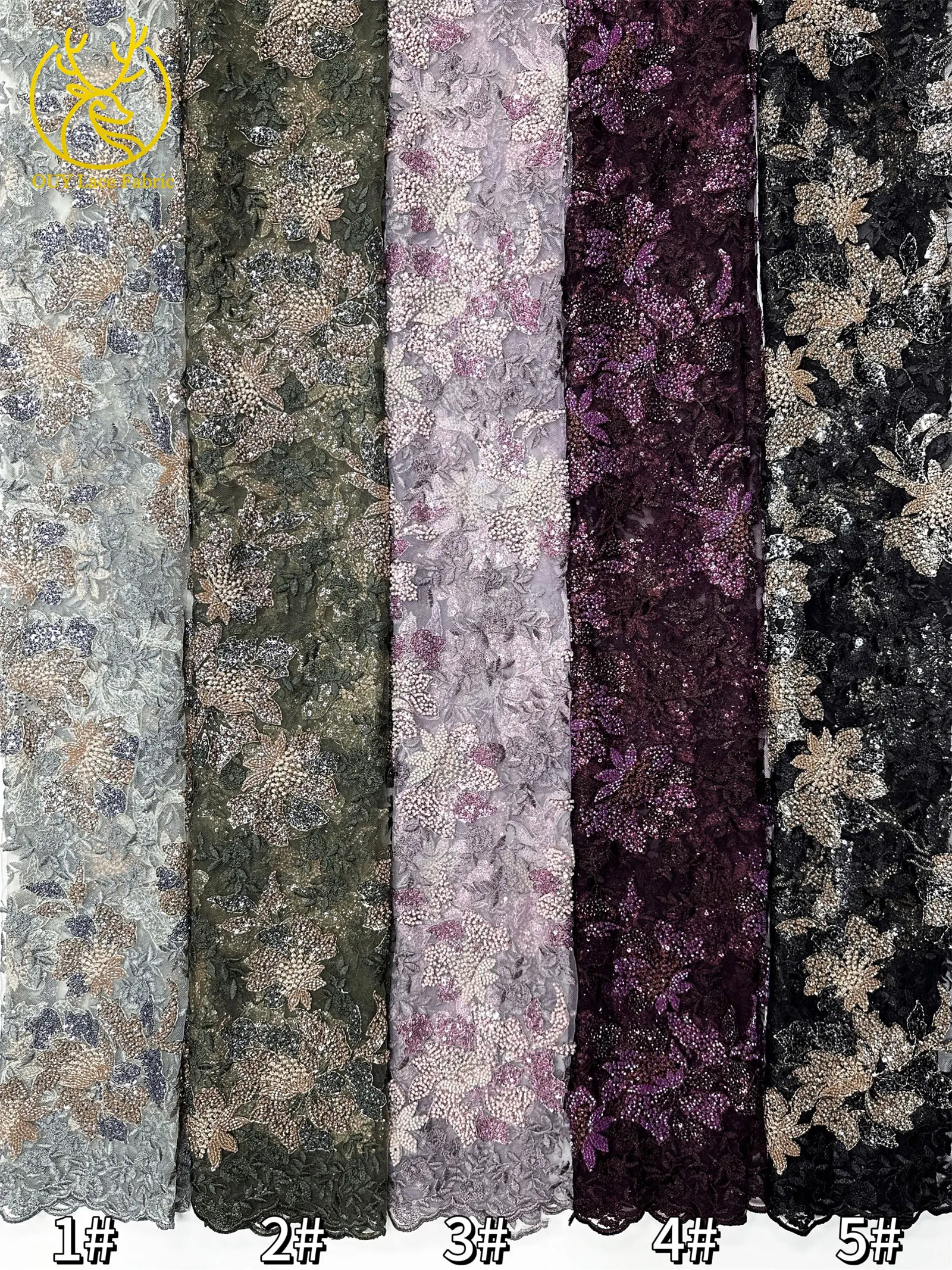 Neues Design Französische Pailletten-Stickerei Spitzenstoff 2026 Hochwertige Afrikanische Perlen-Spitze Nigerianisches Party-Abendkleid Nähzubehör – Detail 19