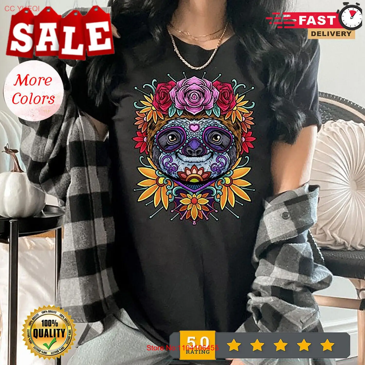 

Sloth Shirt, Day of the Dead Shirt, La Catrina Shirt, Sugar Skull Shirt, Dia ...
