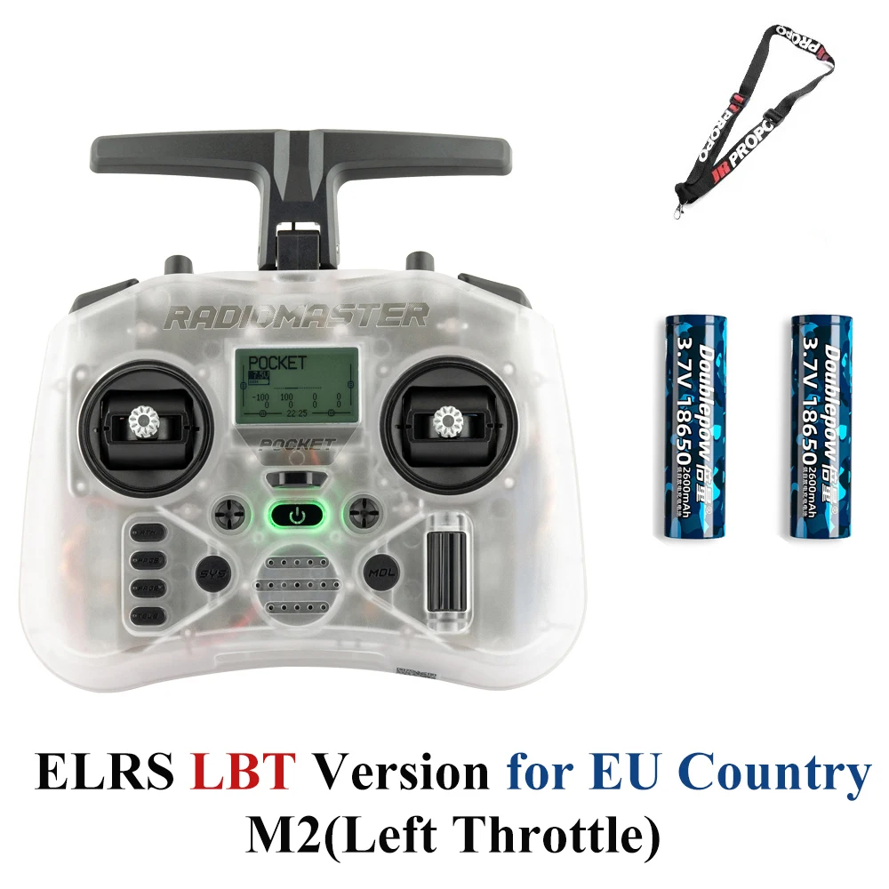 Radiomaster Pocket EdgeTX 2.4G radiocontroller FCC LBT (Mode2 linkshandig gaspedaal) CC2500 / ELRS Hall Gimbal-zender
