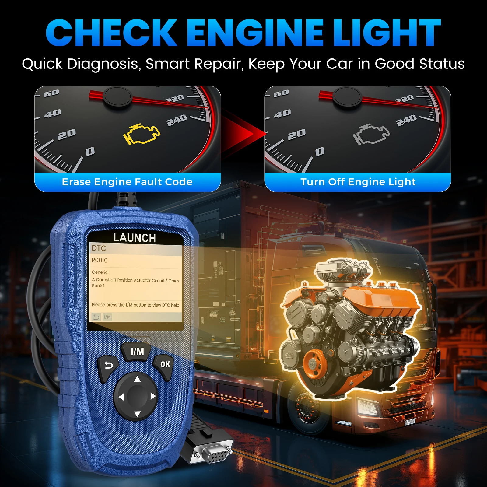 [Für LKW- und PKW-Motoremissionsysteme] 2026 LAUNCH CR HD V2 LKW-Scanner OBD2 Fahrzeug-Codeleser HD OBD EOBD Schnelles Fehlercode-Lesen und -Löschen Batterieprüfung Auto-Diagnosetool