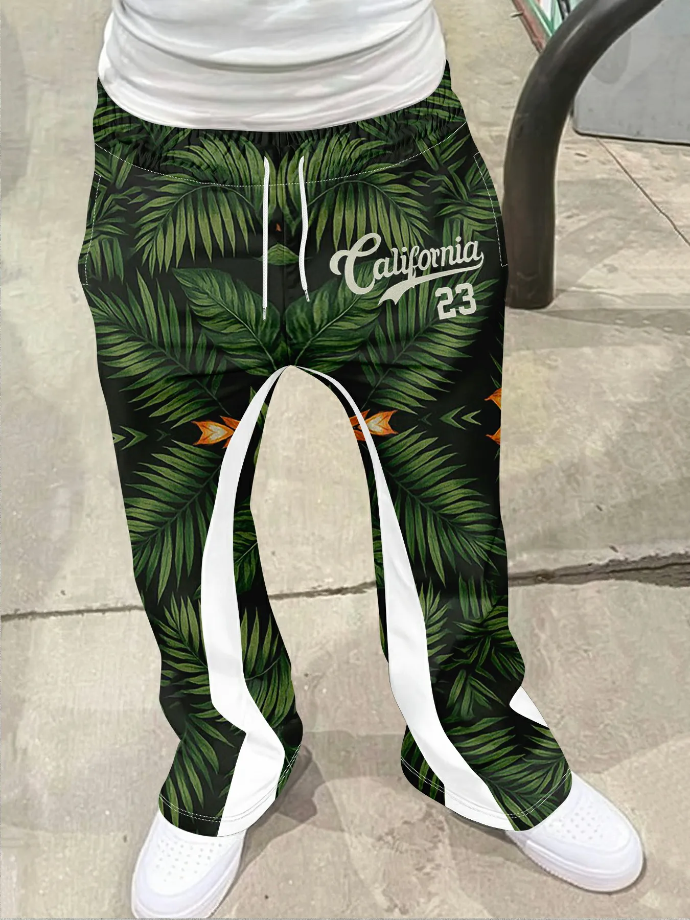 

Мужские повседневные уличные стильные модные с перекрестным принтом, модные слегка расклешенные цветочные элементы, дизайнерские спортивные штаны с цветными блоками, мужские брюки