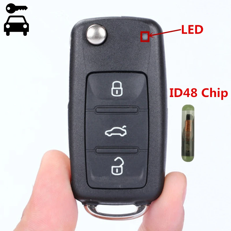 

3 Buttons Car Flip Folding Remote Key with ID48 Chip for VW GOLF Jetta Beetle PASSAT Tiguan Polo Jetta Eos Sharan 753AB 202AD