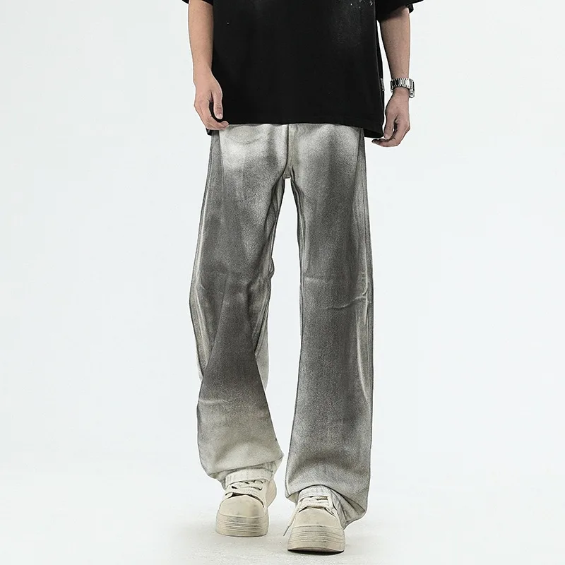 2026 New White Mens Jeans Loose Straight Wide Leg Plus Size Fashion Casual Versatile Spring Autumn Denim Long Trousers