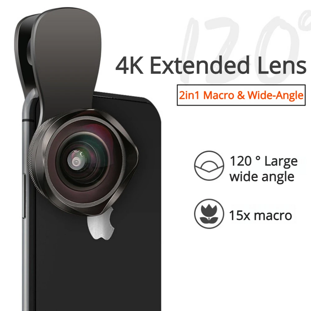 Lente macro ultra grande angular estendida 4k, para filmagem auxiliar, celular, câmera de transmissão ao vivo, acessórios para selfie