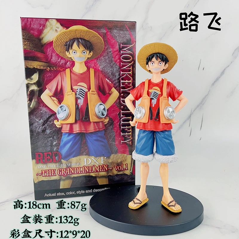 18CM Anime DXF Monkey D. Luffy FILM RED Holiday Clothing Standing Model Toy Gift Theater Version Collection Action Figure PVC