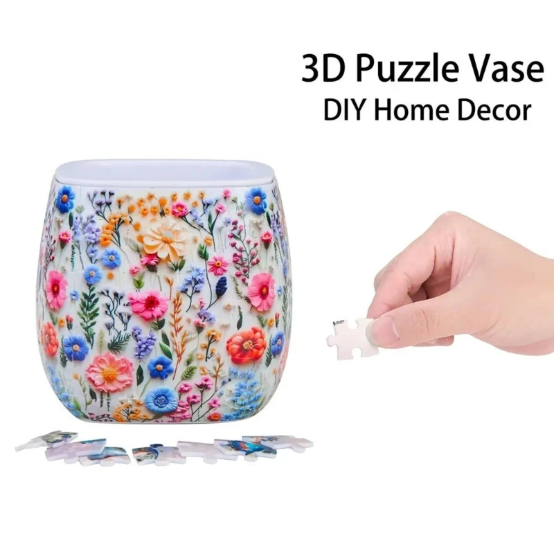 96 Piece 3D Puzzle Flower Vase Container for Adults, No Glues Interlocked Planter Pot, Desk Decors Container and Pencil Cup 37JD