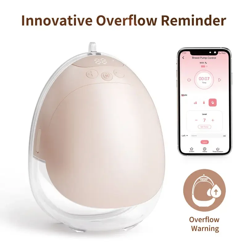 Wearable Electric Breast Pump, 4 Modes & 12 Levels Improve Milk Extraction Efficiency, App Innovation for Overflow Alert, 6 oz