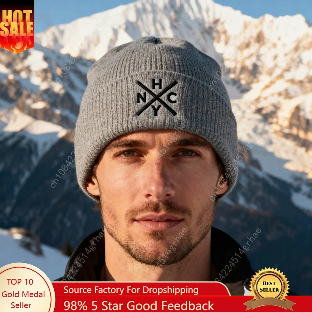 

1pc'HNCY' Embroidered Beanie Soft Stretchy Lightweight Winter Hat for Men & Women, Outdoor Hip Hop Fashion