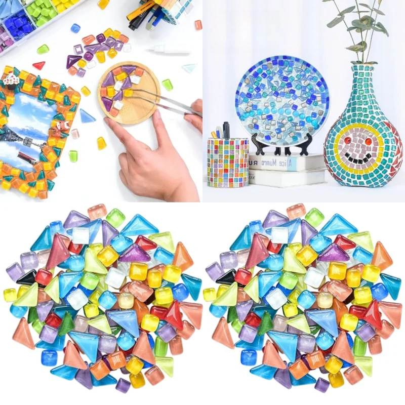 200G DIY Keramik-Mosaik-Glasfliesen Handgefertigte Spiegel-Dekorfliesen Wandtechnologie Farbige Kristall-Dekorationsmaterialien