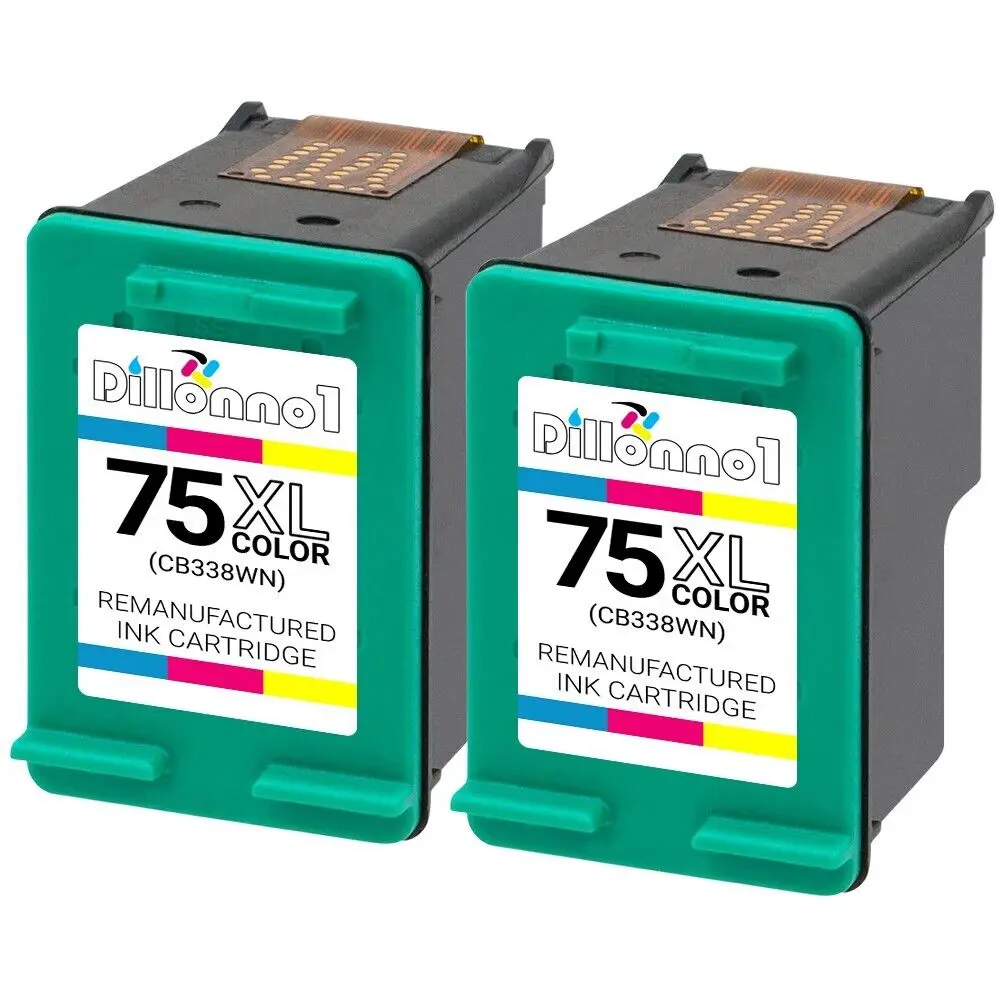 2 Color #75XL Ink for HP Photosmart C5225 C5240 C5250 C5280 C5290 C5500 C5540