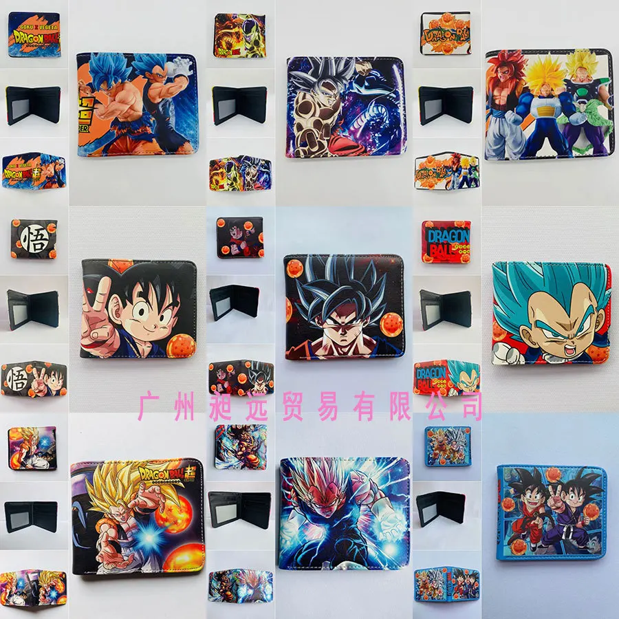 40 TYPES Dragon Ball Z Goku Cartoon Short Wallet PU Leather Two Fold Wallet Wallet Wallet Large Capacity Storage Card Bag