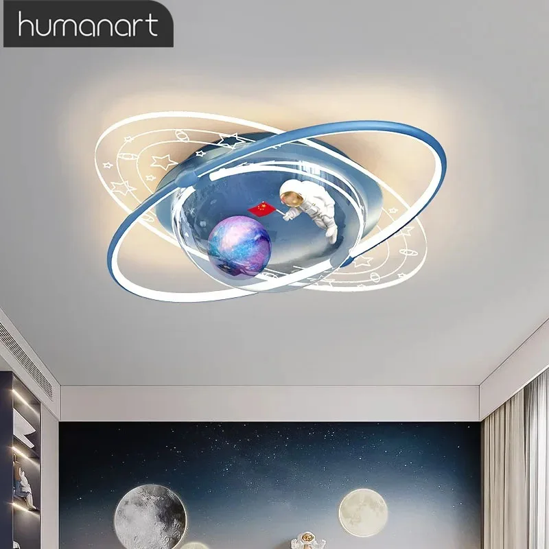 

Children's Room Lamp Ceiling Lights Boy Bedroom Room Nordic Planet Cartoon Astronaut Simple Modern Bedroom Lighting for Boy Girl