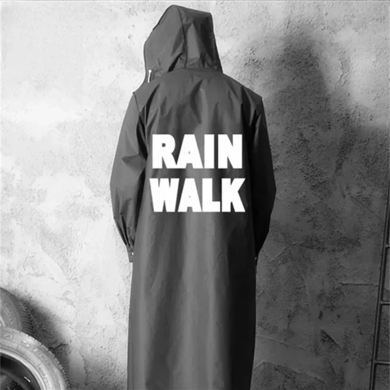 Black Fashion Adult Waterproof Long Raincoat Women Men Rain coat Hooded For Outdoor Hiking Travel Fishing Climbing Thickened