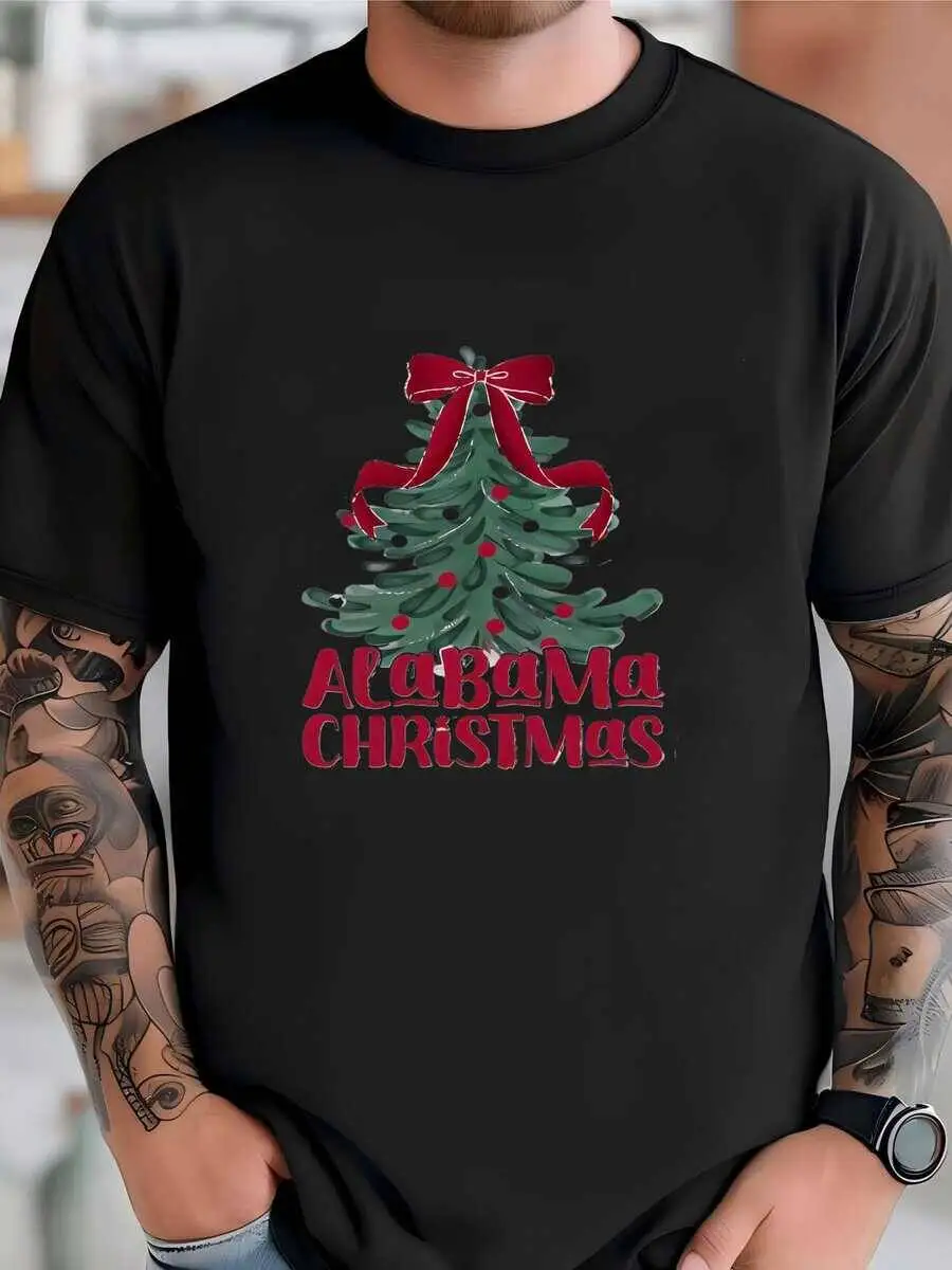 Mens Crewneck- Merry Christmas, Sweatshirt, Trees Crewneck, Al T-Shirt 100% Cotton Trendy Y2K Short-Sleeve Tee-Soft,