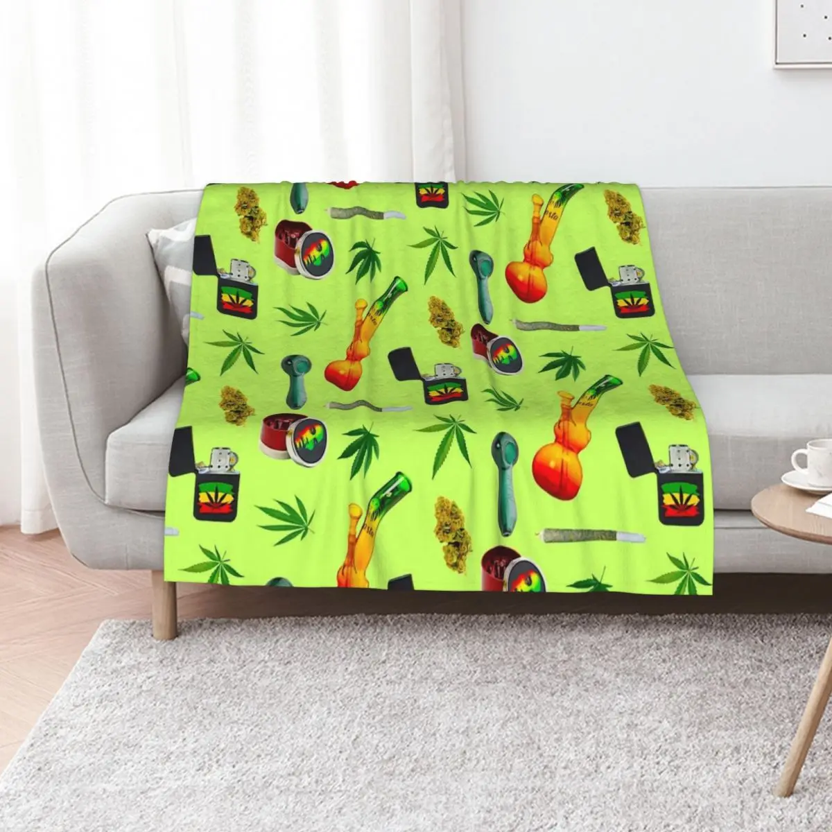 Stoner Weed and Essentials Sticker Bundle Pack ~ Collection Set 4 Rasta Throw Blanket Soft Soft Big Blankets