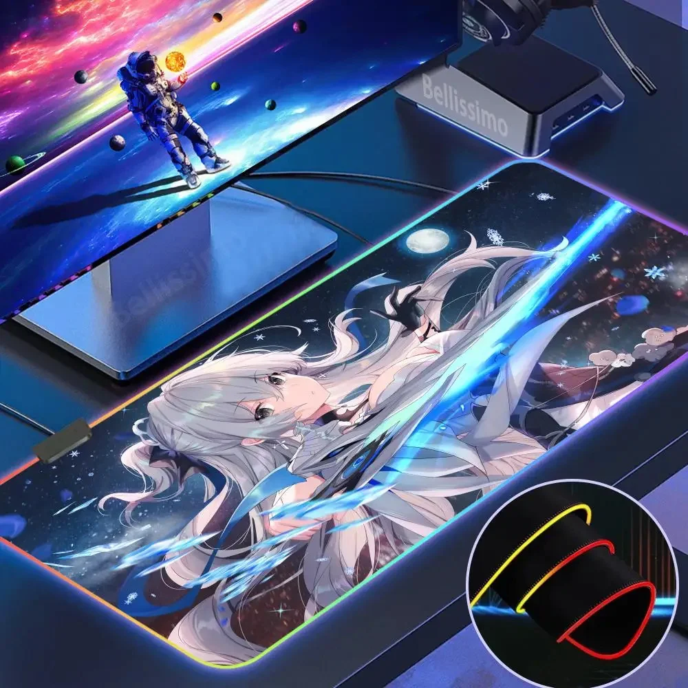 

H_honkai I_impact 3rd Mouse Pad RGB Popular Mousepad HD Anime Game Extended Pad Kawaii Cute Deskmat INS Trend Luminous Desk Mat