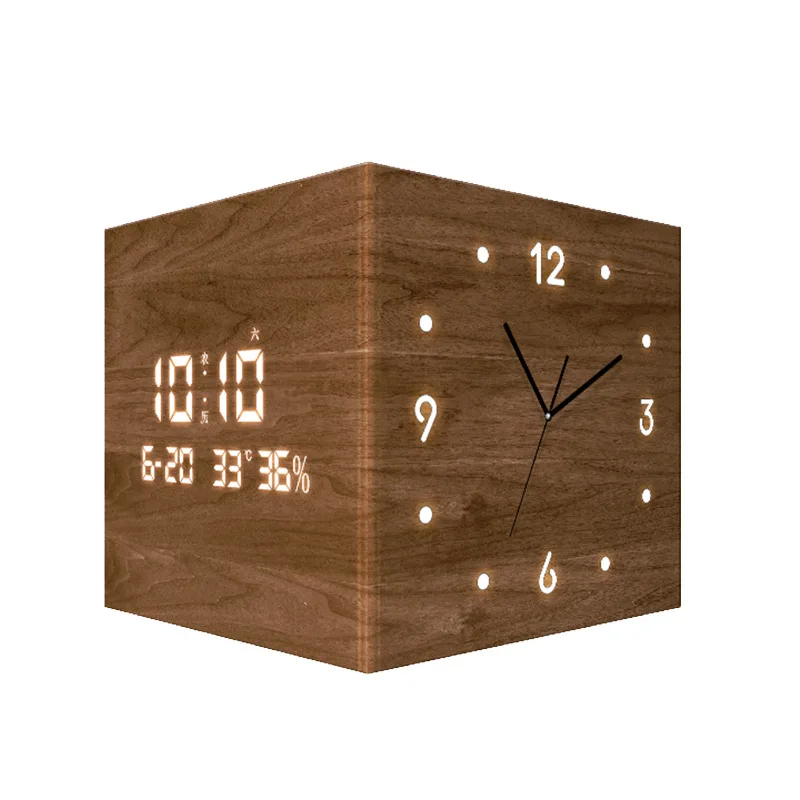 

Medieval style living room corner clock perpetual calendar 2025 new electronic clock double-sided wall clock corner wall lamp