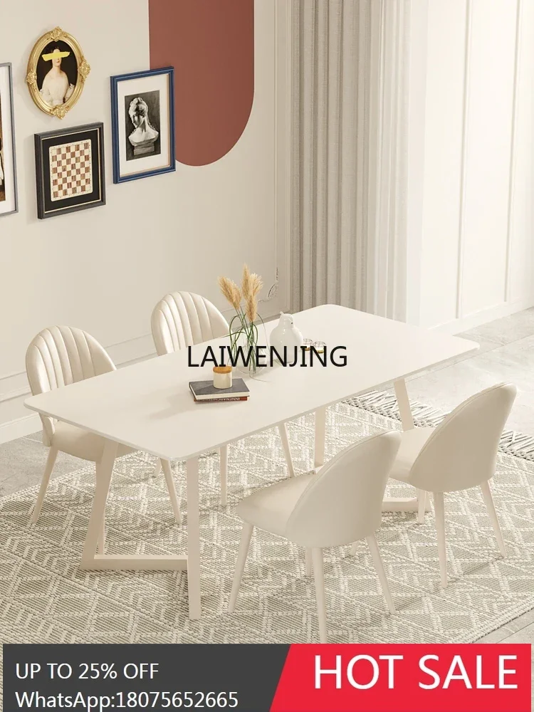 SGF rock slab dining table and chair combination pure white home dining rectangular dining table