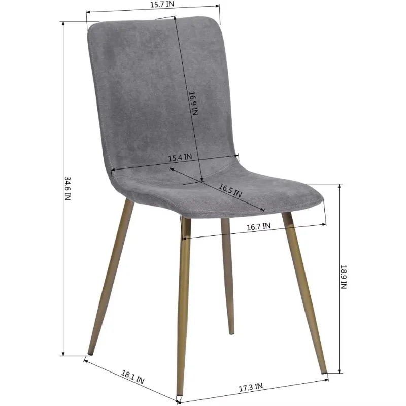 Dining Chairs Set of 4, Pre Assembled Chair Set Upholstered with Gold Legs Modern Fabric for Dining Room, Kitchen