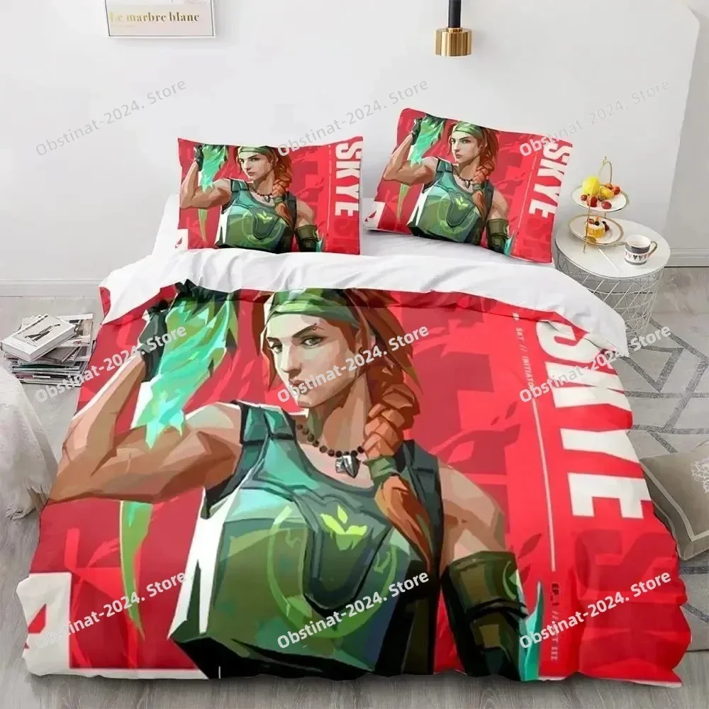 

3D Print Game Neon Valorant Bedding Set Duvet Cover Bed Set Quilt Cover Pillowcase Comforter king Queen Size Boys Adult Bedding