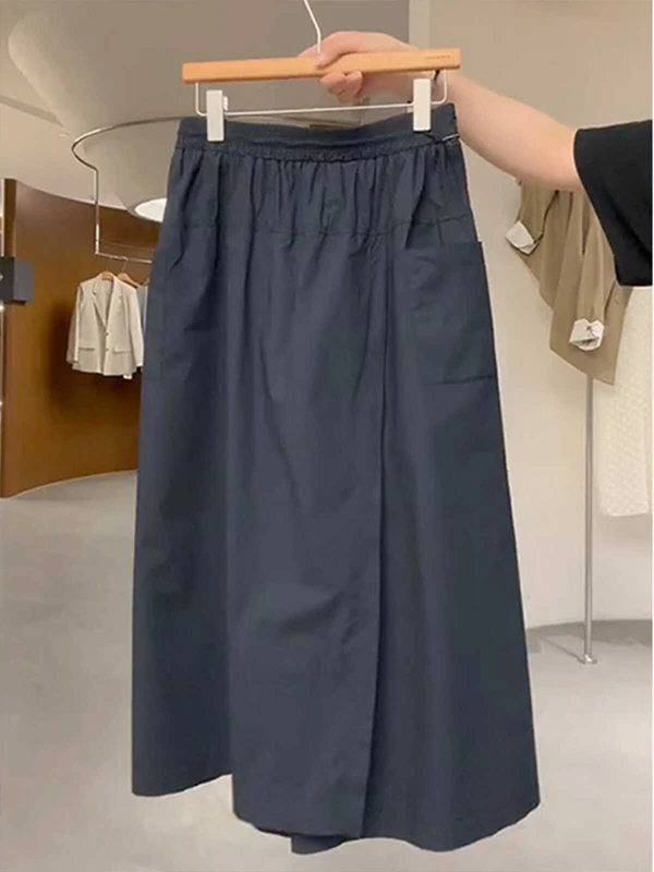 Black Drapey Wide Leg Workwear Skirt Pants for Women Summer 2026 New Elegant Casual Slimming High Waist  Skirt Trendy