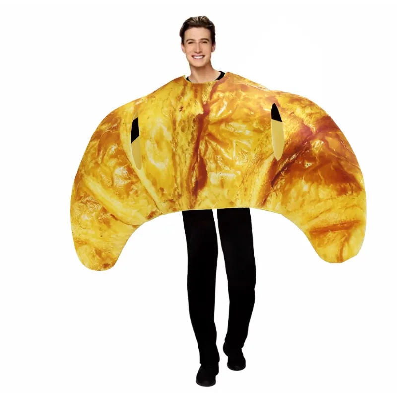New Carnival Cosplay Costume Funny Burger Croissant Jumpsuit Halloween Performance Party Role Playing Outfits for Adult Unisex view 5