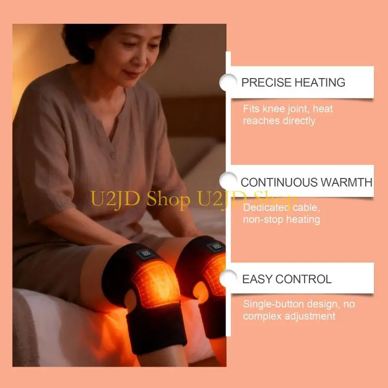 U2JD Heating Knee Protector Wrap Easy to Operate Adjustable Temperature and Intensity