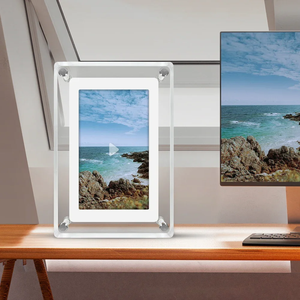 

Acrylic Digital Photo Frame 5 Inch 1200mAh Vertical Display IPS Screen 4G Memory Battery Porta Retrato digital picture frame