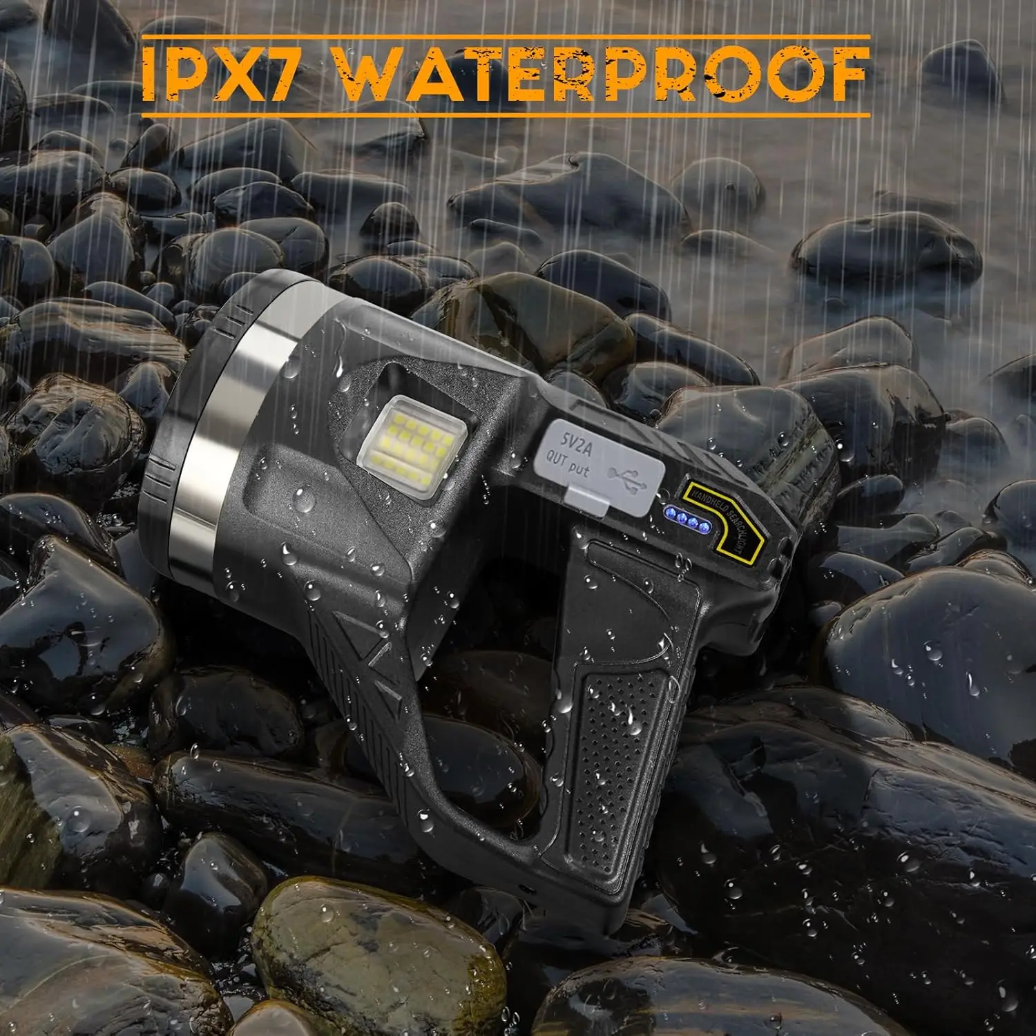 Portable Camping Flashlight with Strap Tripod USB Rechargeable LED+COB Spotlight Outdoor Powerbank Torch Waterproof Work Lantern