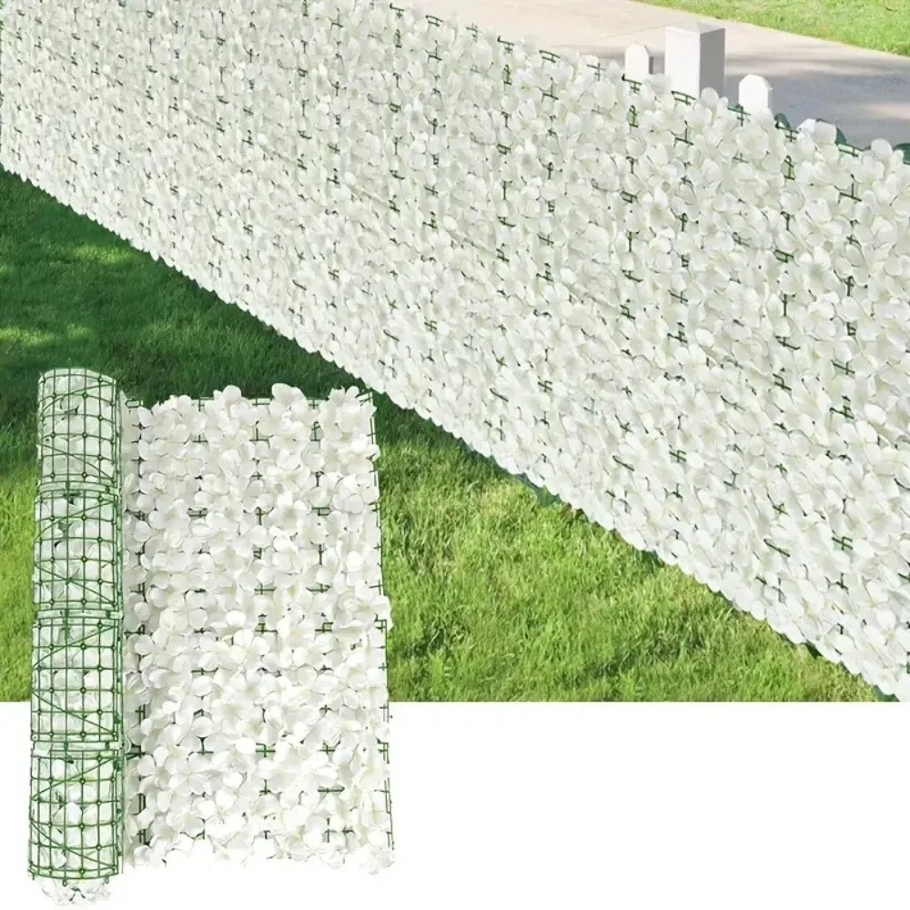 Plastic Artificial Flower Fence Screen Waterproof Removable Hydrangea Artificial Flower Wall Anti Fade Feature Weather Resistant