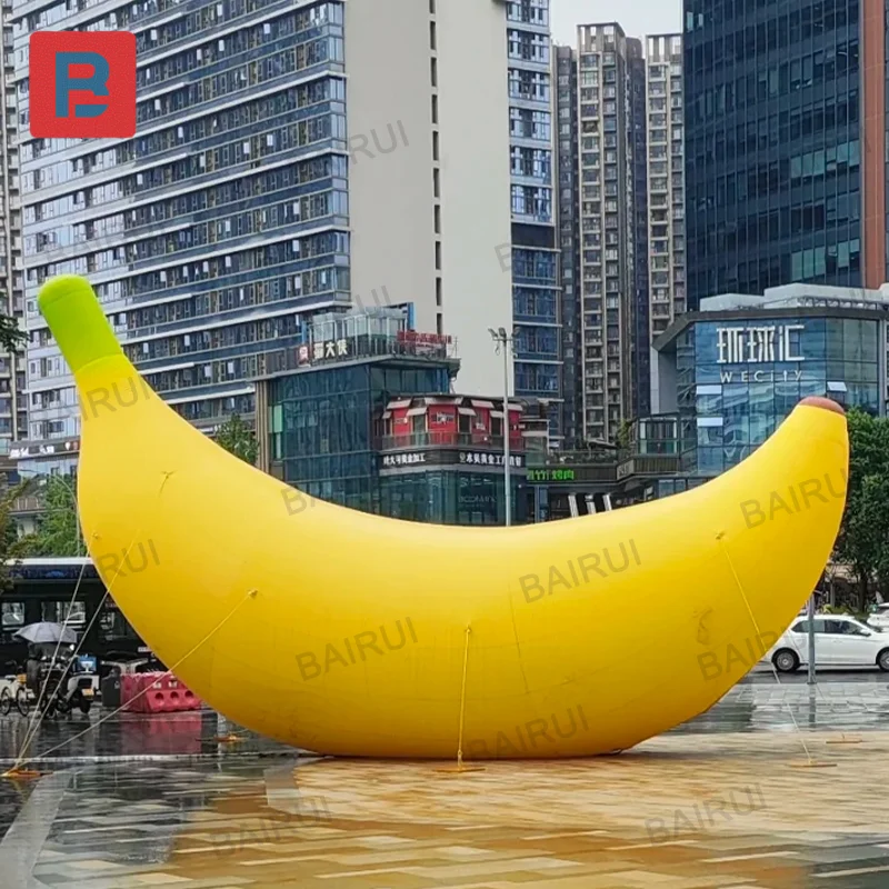 Shopping mall decoration inflatable banana yellow realistic fruit 3m huge summer fruit festival prop