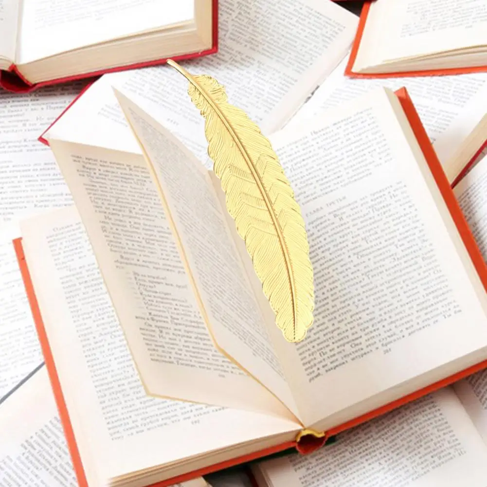 Feather Bookmark Unique Bookmark Feather Shape Metal Electroplated Bookmark Chinese Style Diy Leaf Decorative Book for Reading