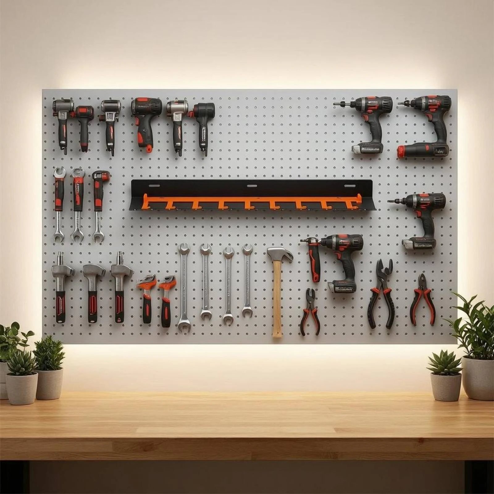 Wall-Mounted Air Tool Rack Water-Resistant Air Tool Rack Anti-Rust Heavy-Duty for Mechanics, Workshop, Workbench