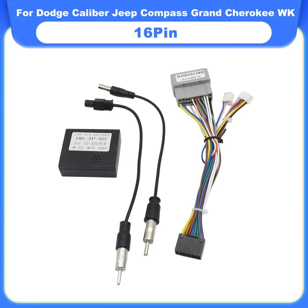 16 Pin Car Wiring Harness Canbus Box Decoder Adapter OD-JEEP-02 For Dodge Caliber Jeep Compass Grand Cherokee WK
