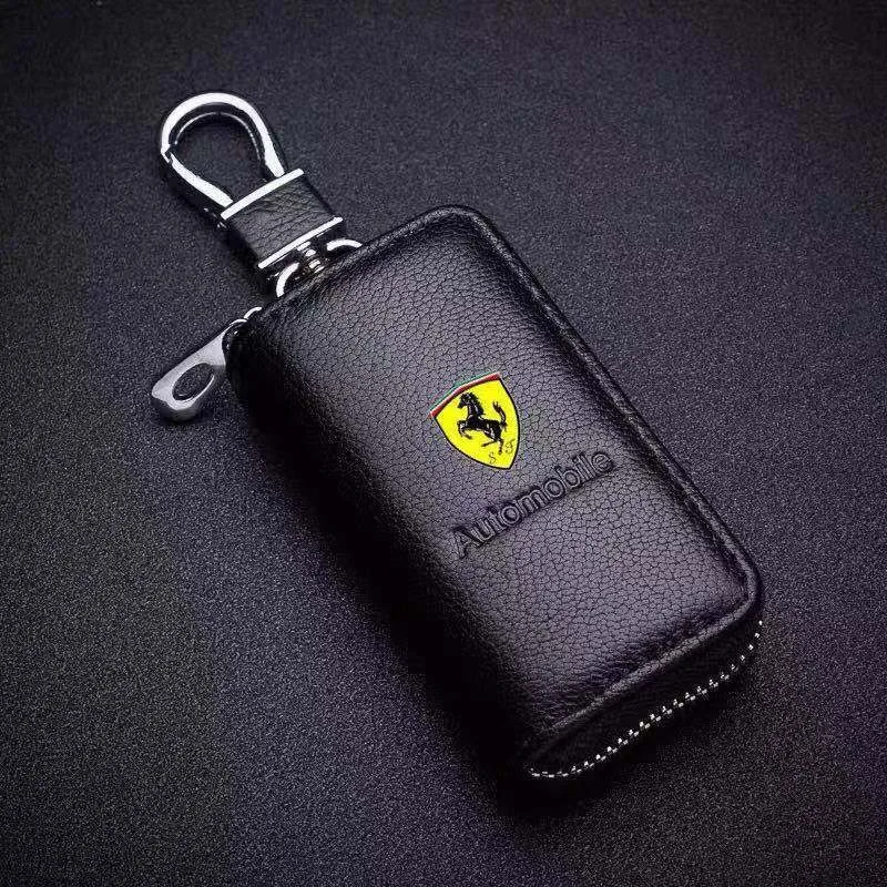 Funda de cuero para llave de coche con emblema de Ferrari, bolsa remota portátil para Ferrari F430 Stradale Roma F8 Spider SF90 LaFerrari, accesorios para automóviles