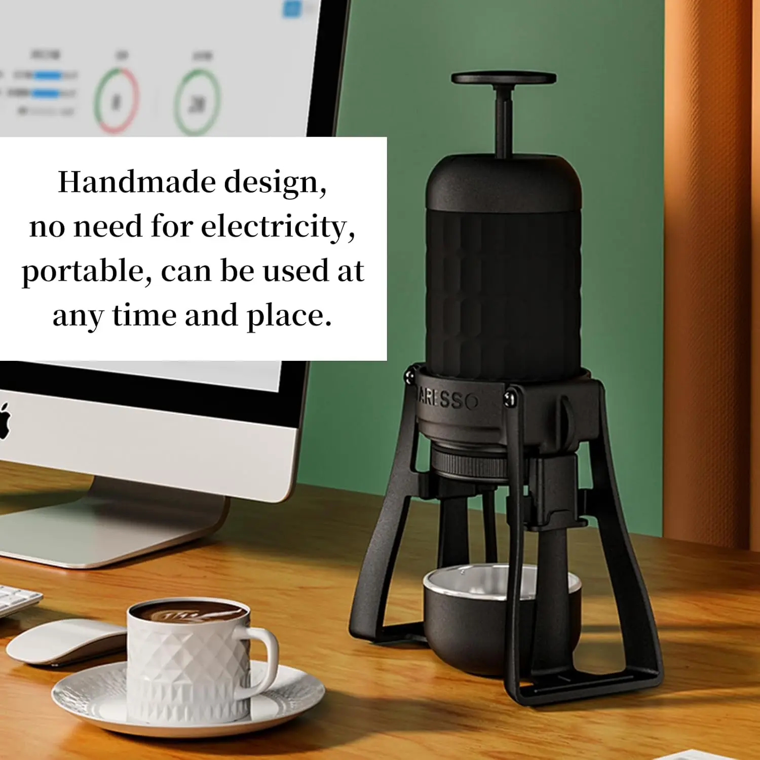 Portable Coffee Maker, Professional Travel Coffee Maker, 20Bar Pressure, 180ml Water Tank, Manual Portable Espresso