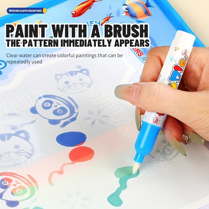 Magic Water Canvas with Pens Reusable Magic Water Drawing Mat for Children Educational Toys for Kids Christmas Gift