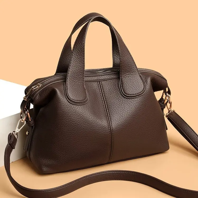 

Women's Handbag Large Capacity Soft Leather Temperament Niche Design Shoulder Bag Commuter Premium Boston Bag