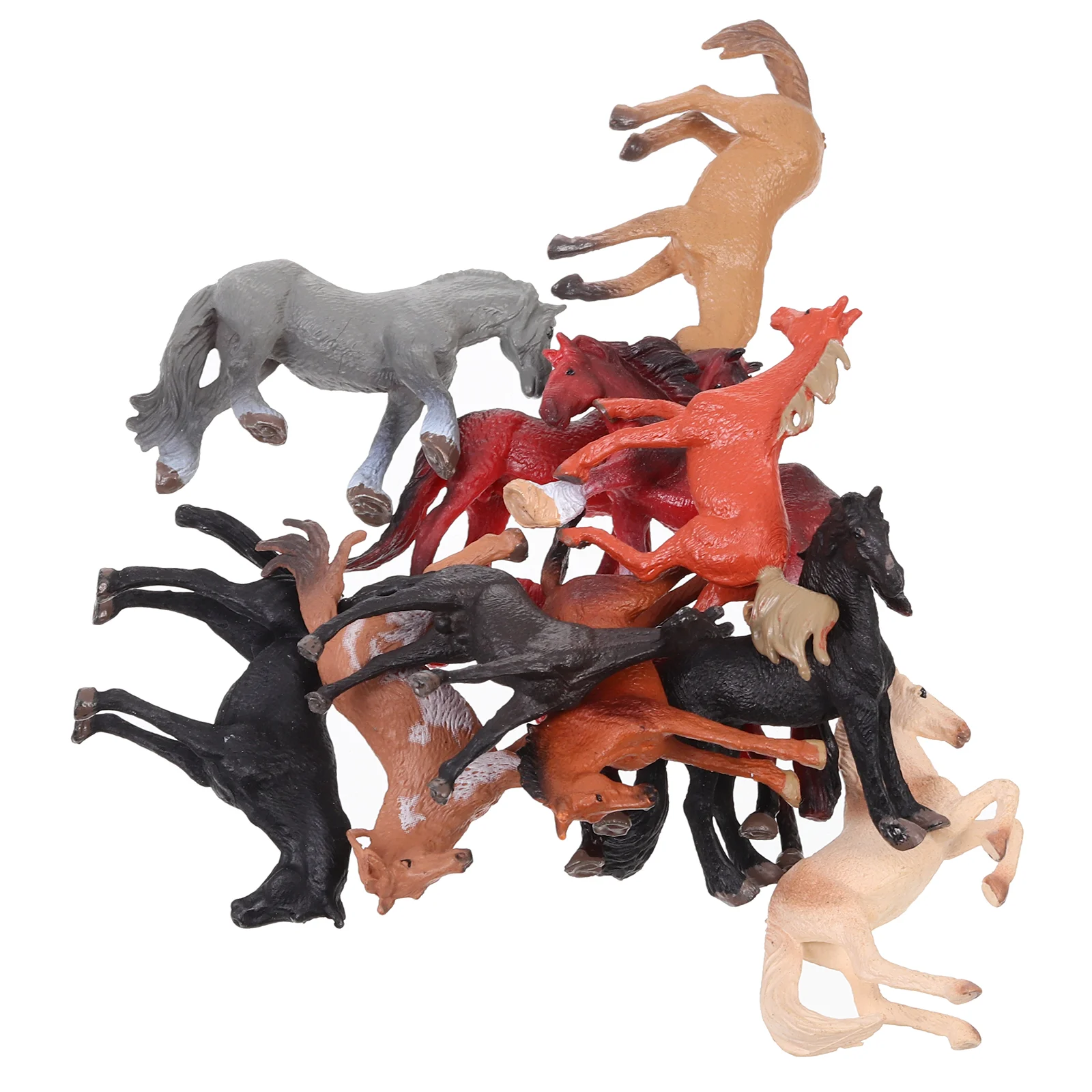 Figurines de cheval résistantes à l'usure pour enfants, accessoires d'apprentissage d'animaux, jouets pour enfants, mini fournitures, 12 pièces