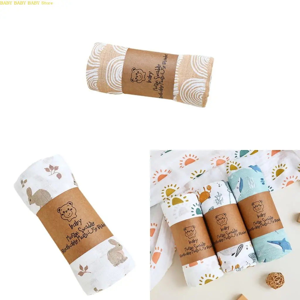 

Q81A 2-Layer Cotton Printed Swaddles Blanket for Newborns Lightweight Baby Wrap Boys Girls Soft Comfortable Bath Towel
