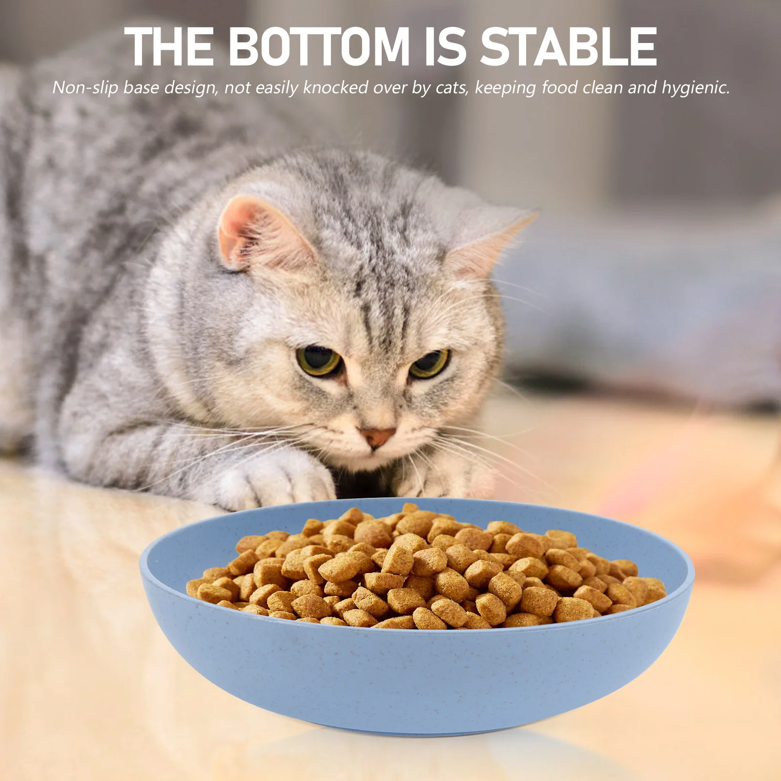 

6Pcs Cat Bowls Plastic Pet Dishes Non Slip Wide Design Easy Feeding Indoor Cats Safe Round Edges Stable Base Prevent Fast Eating